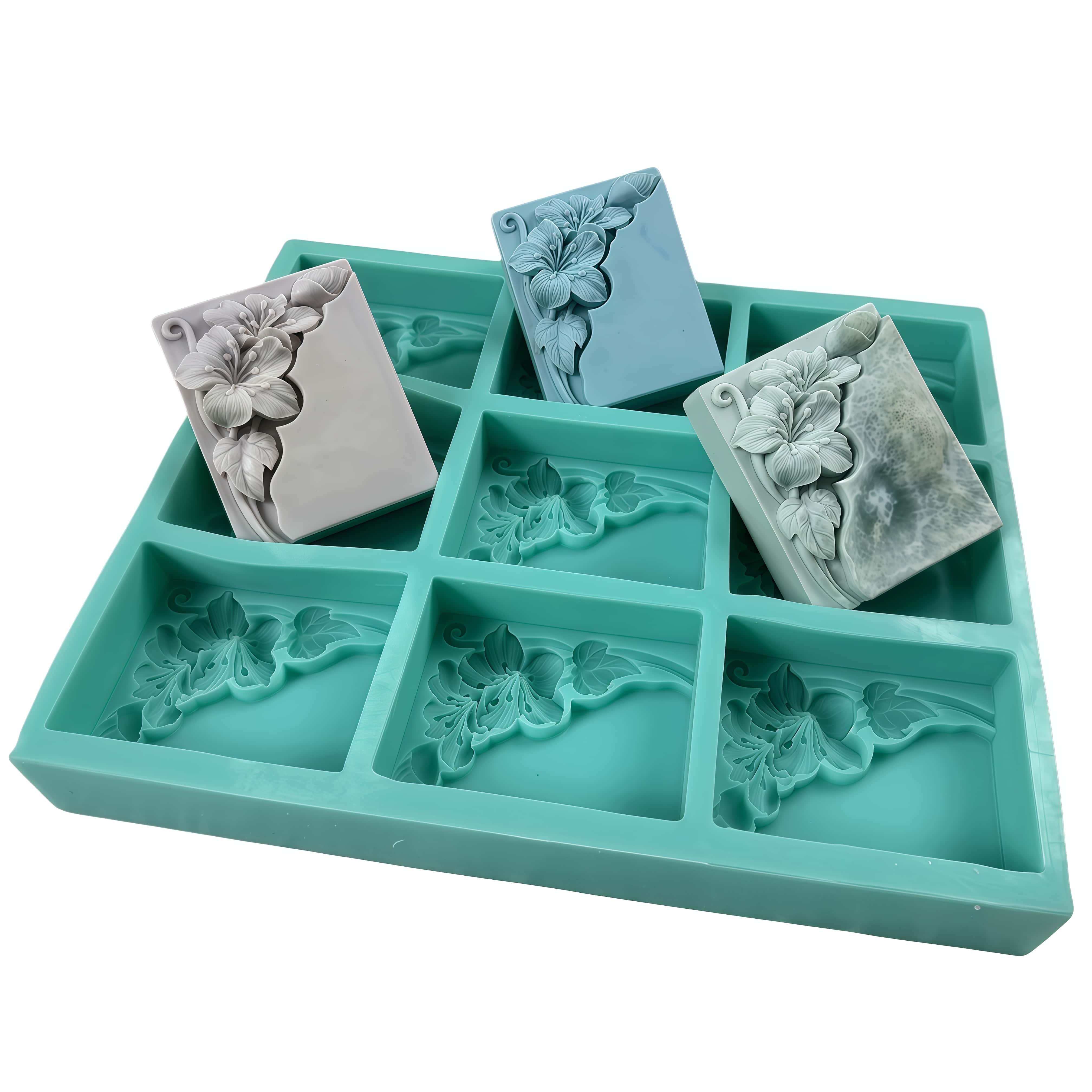 Soap Making Book - 9 تجاويف قالب صابون زهرة التنغ