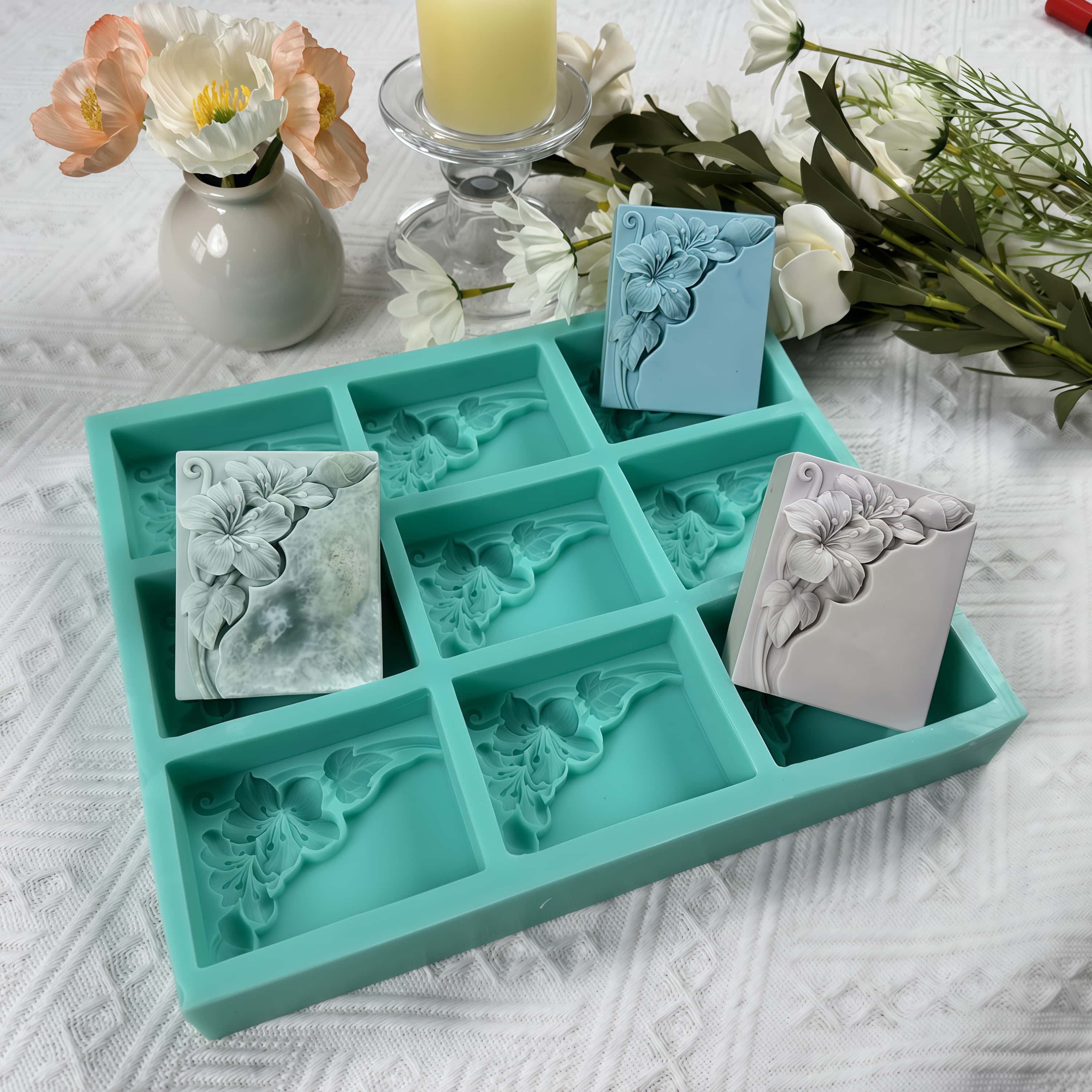 9 تجاويف قالب صابون زهرة التنغ - مراجعة Soap Making Book وسعره